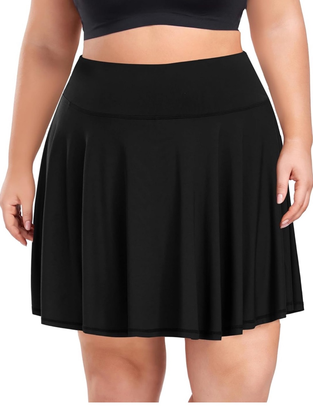 Plus Size Black Flared Skirt - Classic A-Line